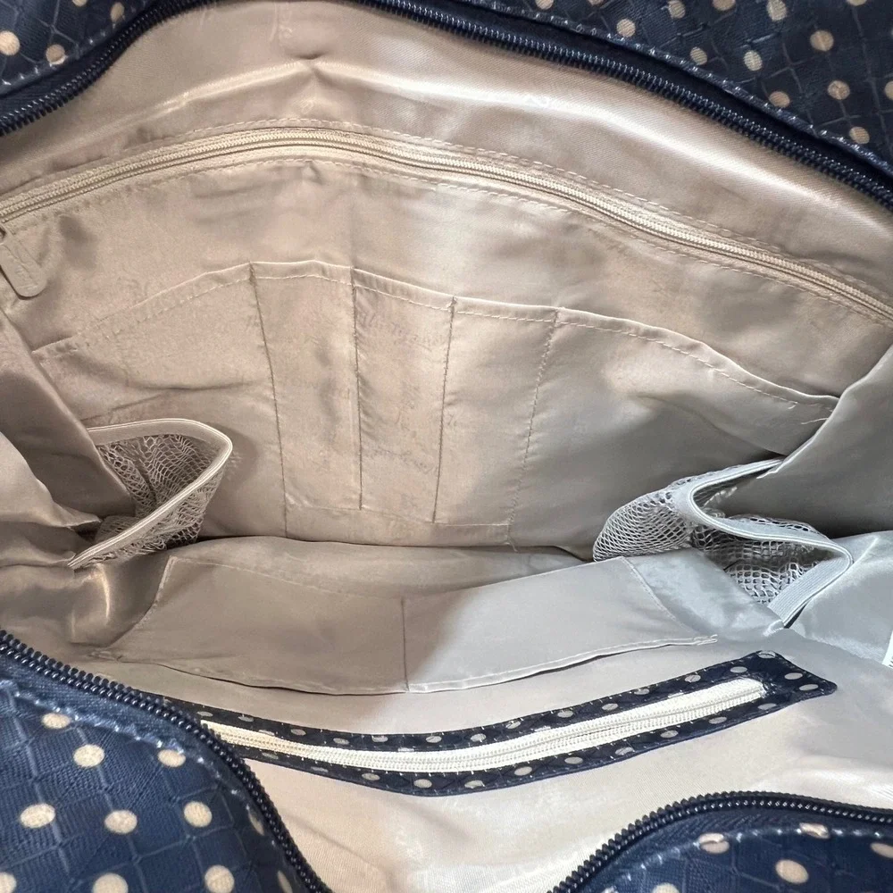 Thirty-One Take Two Tote Backpack Navy Dancing Dot Convertible Thermal Pocket